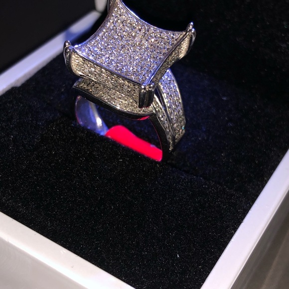 White gold statement real diamond ring free posh authenticate incl. mesmerizing! - Picture 4 of 9